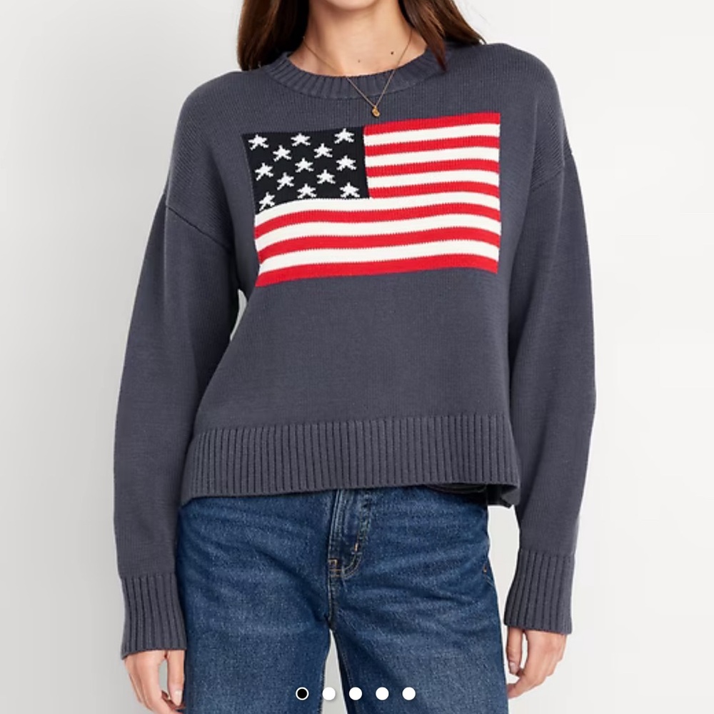 Old Navy Cotton American Flag Sweater Navy